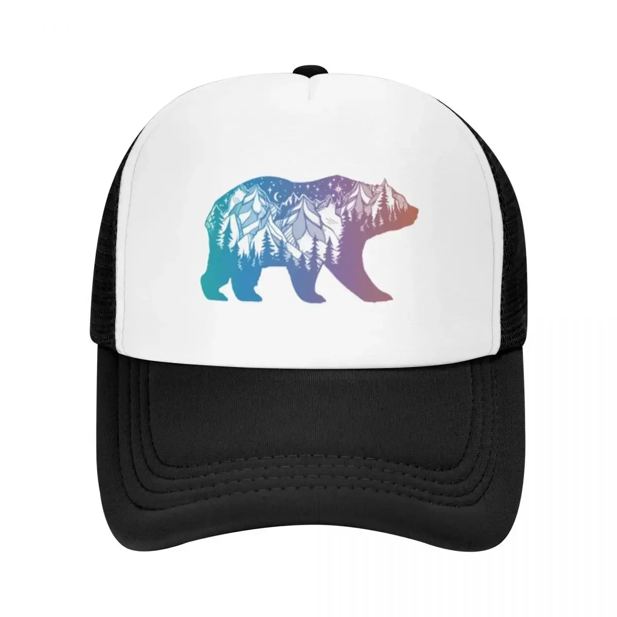 Trucker Cap Mesh - Kaliforniya Dağlı Peyzaj Ağaçları Yürüyüş Fileli