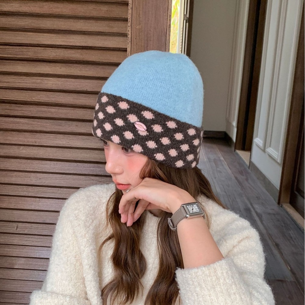 Kadın Örgü Bere, Puantiye Dese - Beanie Cuffed Knit incelemesi ve fiyatı